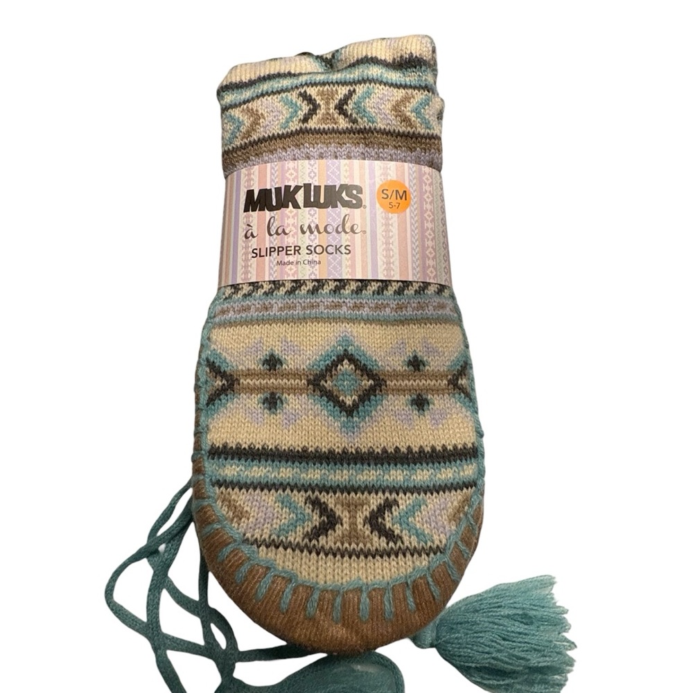 MUK LUKS Patterned Knit Slipper Socks Size S/M (5-7) — BRAND NEW IN PACKAGING - Picture 2 of 5